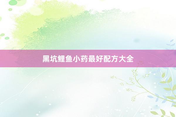 黑坑鲤鱼小药最好配方大全
